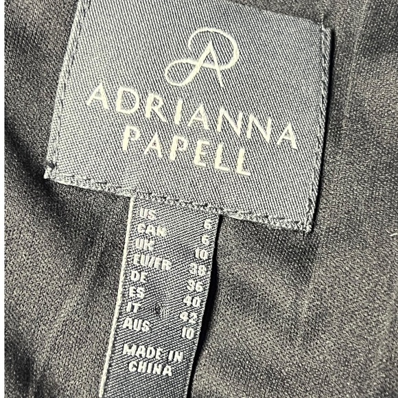 Adrianna Papell Dress Black Pink Floral Ruched‎ Embroidered Cocktail Shimmer 6 - Picture 8 of 14